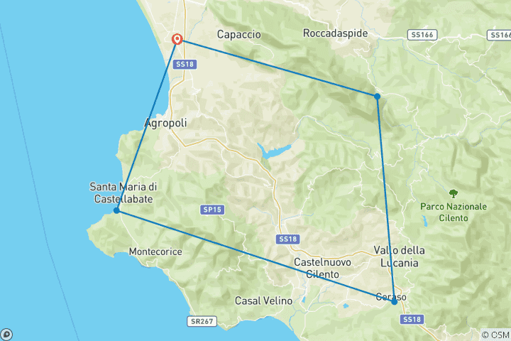 Karte von Italien - Paestum & der Cilento Nationalpark (7 Tage)