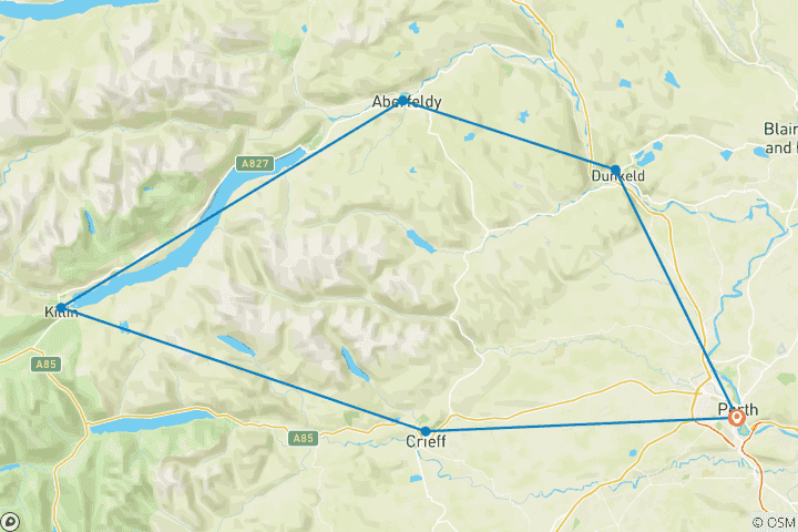 Map of Scotland - Castles & Lochs, Bens & Glens 8 Days