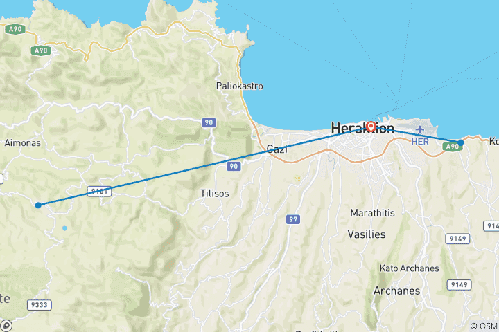 Map of Winter Vacation on Crete 7 Days