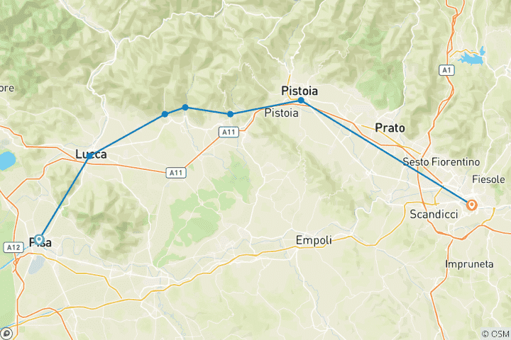 Kaart van Korte vakantie Toscane (5 dagen)