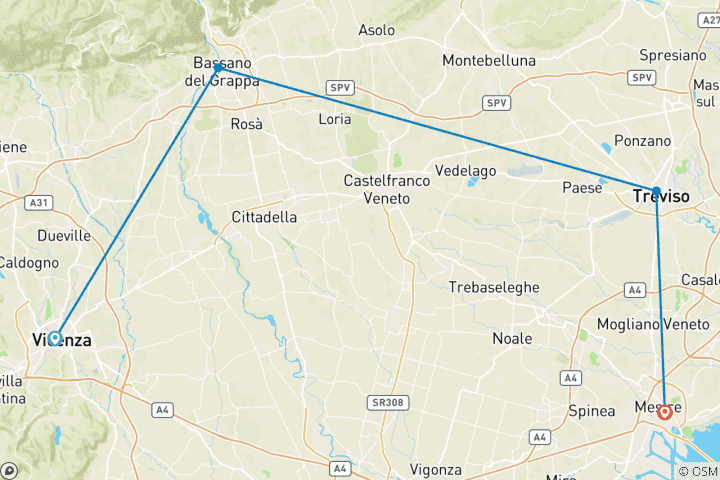 Carte du circuit Court séjour Vénétie (5 jours)