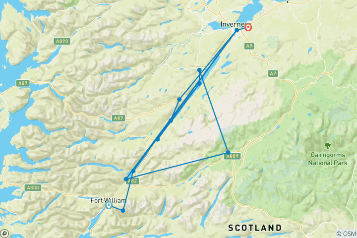 Carte du circuit Écosse - Great Glen Way à vélo (5 jours)