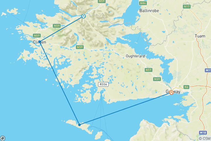 Carte du circuit Explorer les îles et les côtes sauvages et romantiques d'Irlande (7 jours)