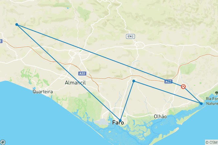 Carte du circuit Portugal - Cyclotourisme plaisir en étoile dans l'Est (8 jours)