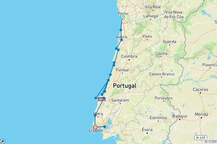 Carte du circuit Porto - Lisbonne : 12 jours d'Atlantique, de tradition et de romantisme (12 jours)