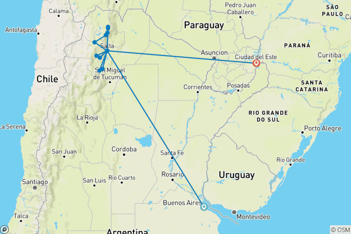 Karte von Argentiniens Norden (11 Tage)
