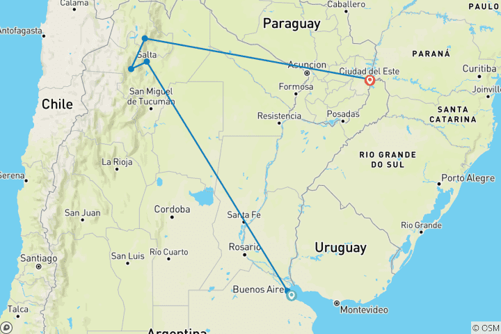 Map of Argentina's North11 Days