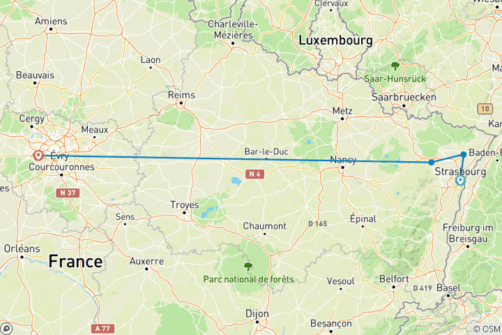 Carte du circuit Tour de la bière en Alsace 5 jours (5 jours)