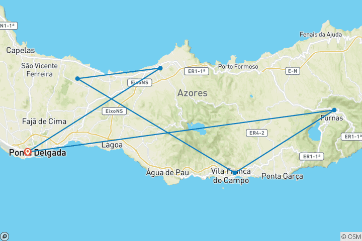 Carte du circuit Cyclotourisme aux Açores (7 jours)
