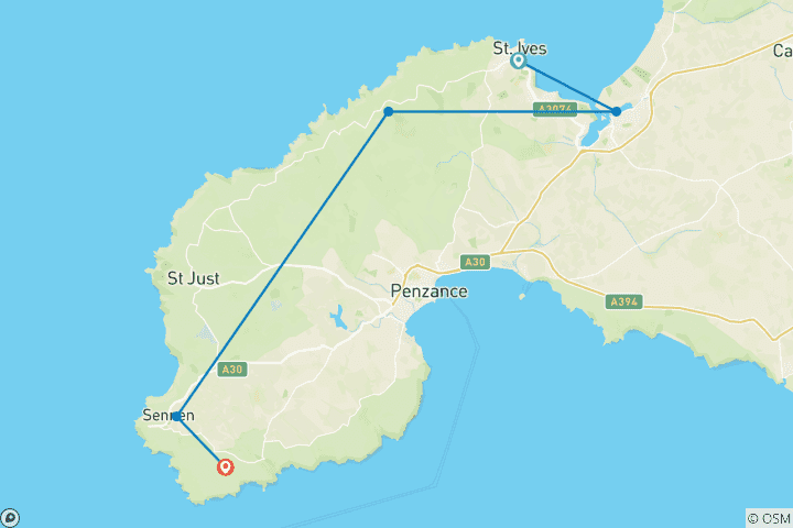 Map of Star Hiking Cornwall 7 Days