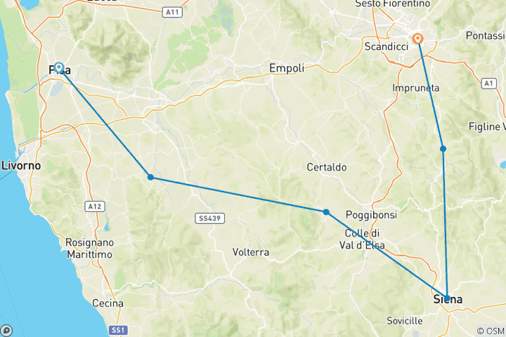 Map of Grand Tour der Toskana (7 Tage)