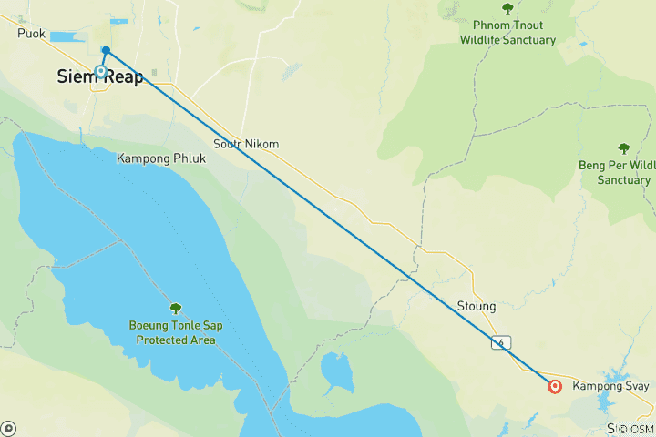 Karte von Kambodscha - Angkor per Rad entdecken (5 Tage)