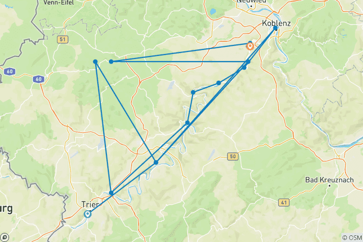Map of Moselsteig mit Charme - Zwischen Eifel und Hunsrück (8 Tage)