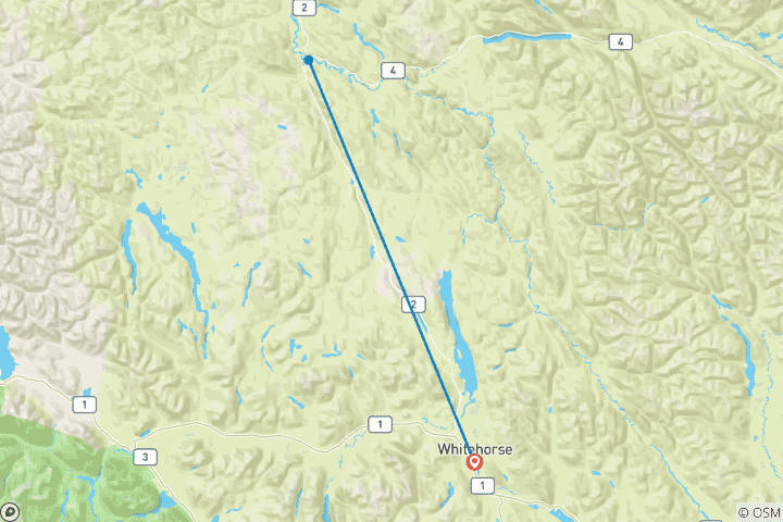 Map of The Klondiker - Canoe Tour on the Big Salmon River 15 Days