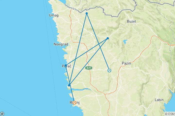 Map of Istria by eBike 7 Days