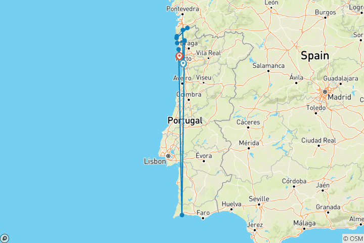 Map of Portugal's North - Porto & the Green Coast with 7 Days
