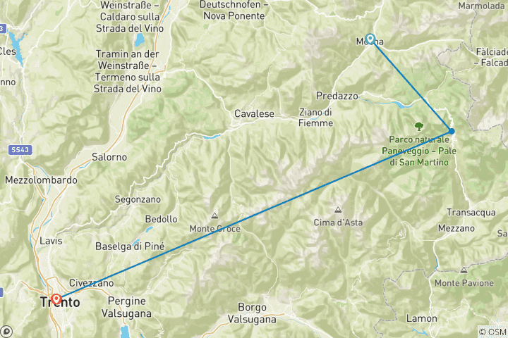 Carte du circuit Dolomites Ronda 2 - Standard (6 jours)