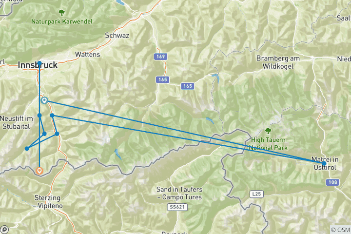 Carte du circuit Nouvel An au Tyrol pour les célibataires et les personnes voyageant seules (7 jours)