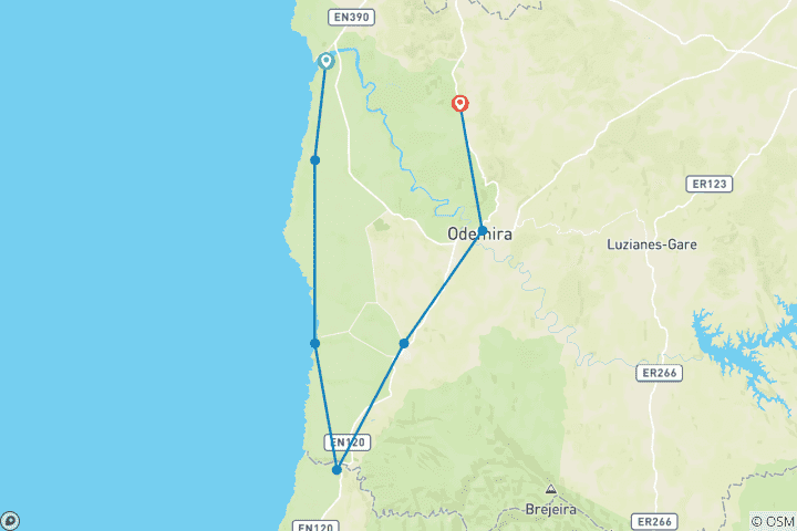 Carte du circuit Rota Vicentina & Alentejo (8 jours)