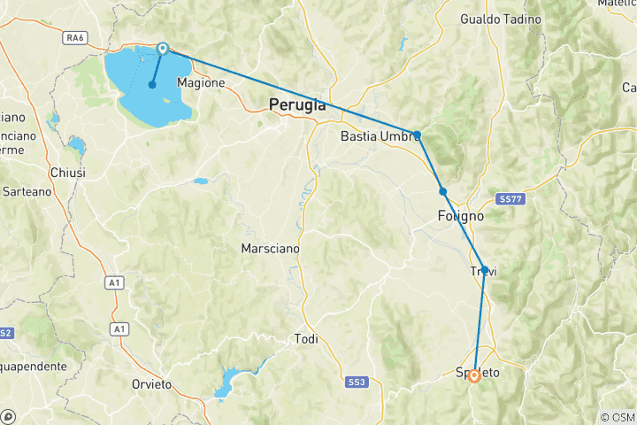 Map of Umbria - The Green Heart of Italy 8 Days