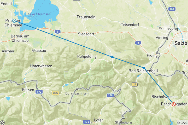 Kaart van Chiemsee - Königssee: 5 dagen gezelligheid in Opper-Beieren (5 dagen)