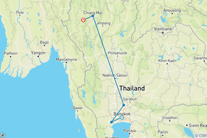 Karte von Thailand für Entdecker (8 Tage)