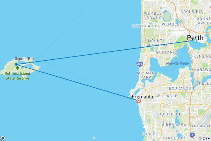 Karte von Australien - Entdeckungstour um Perth (6 Tage)