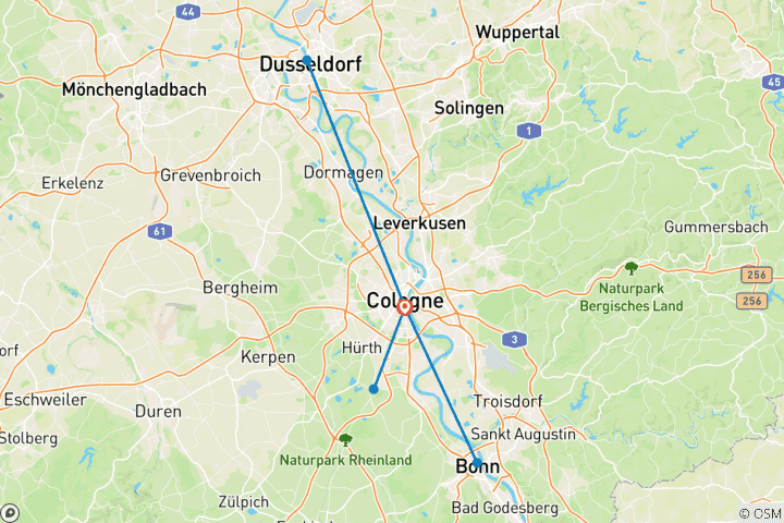 Map of Rhein: Rundtour ab Köln (7 Tage)