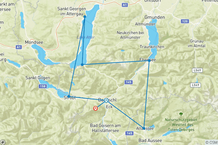 Map of 10-Lakes Trail: Trail running Paradise Salzkammergut 8 Days