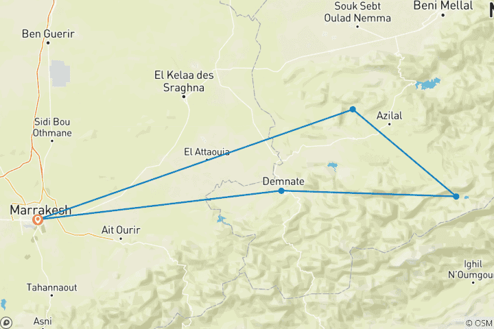 Karte von Marokko auf verborgenen Pfaden erwandern (8 Tage)