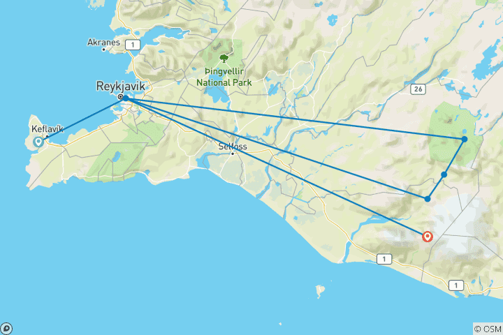 Karte von Island - Laugavegur Trek (8 Tage)
