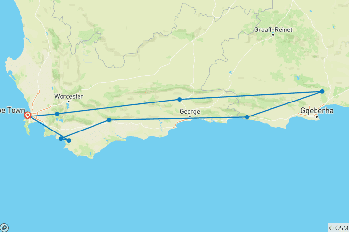 Map of Discover South Africa on Hidden Paths1 5 Days
