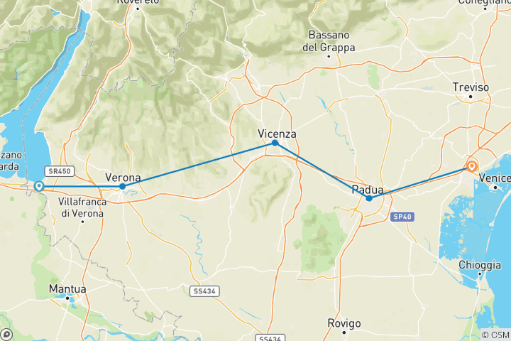 Map of From Lake Garda to the Veneto 6 Days