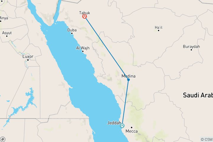 Karte von Saudi-Arabiens Highlights erwandern (8 Tage)