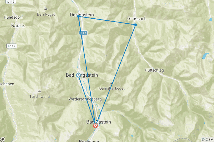 Map of Gastein Valley: Hiking between the wild national park and picturesque spa culture (7 days)