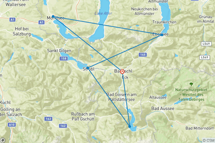 Map of Experience the Salzkammergut Lakes - a sporty journey Between stone and Water 6 Days