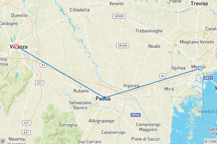 Map of Veneto and its Cities 5 Days