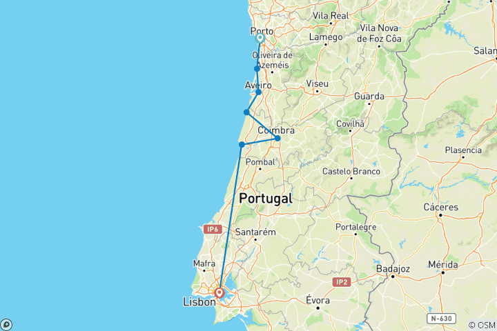 Carte du circuit Portugal - Porto, Coimbra & la Côte d'Argent (7 jours)