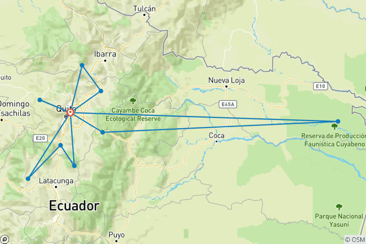 Karte von Ecuadors Größte Highlights Ein Abenteuer für die Wunschliste (12 Tage)
