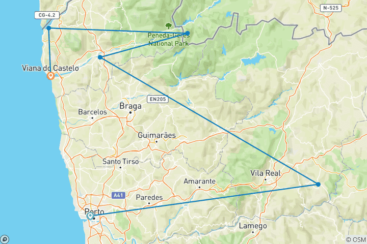 Carte du circuit Randonnée au cœur du nord du Portugal : Douro & Minho (15 jours)