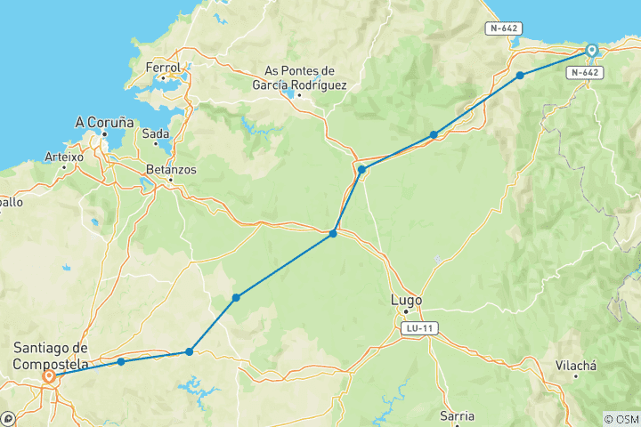 Mapa de España - Senderismo por el Camino del Norte (5ª parte) (12 días)
