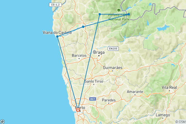 Map of Portugal - Alto Minho on foot 8 Days