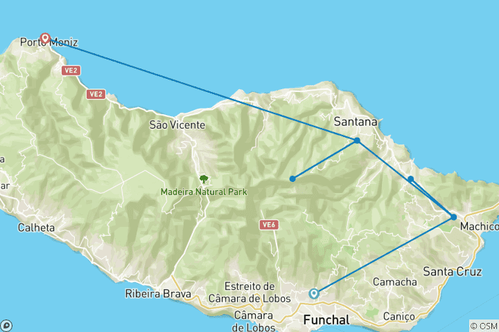 Kaart van Maderia - het beste van het eiland (8 dagen)
