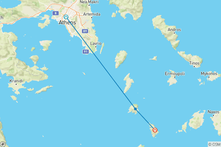 Carte du circuit Les Cyclades : Saut à l'île de Serifos & Sifnos (10 jours)