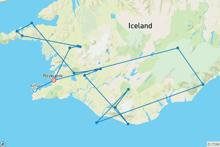 Karte von Die Zauberhafte Runde durch Island (15 Tage)