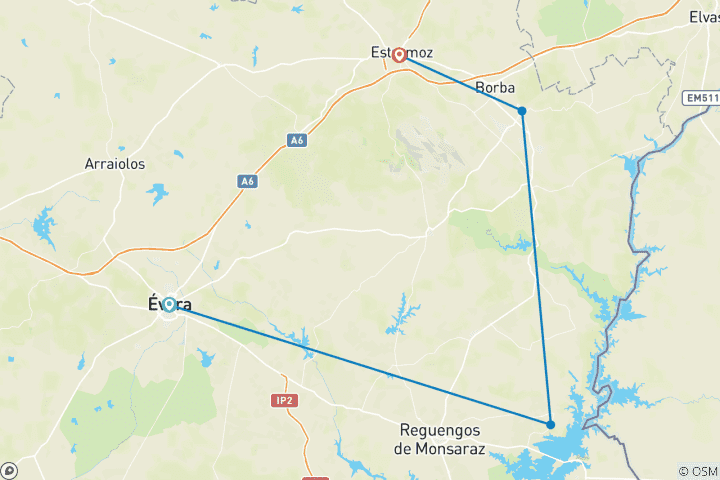 Carte du circuit Portugal - Une visite tranquille de l'Alentejo (8 jours)