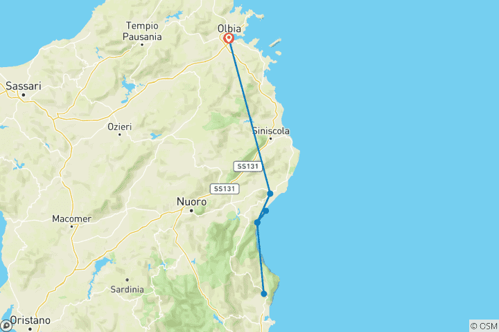 Map of Sardinia for singles and solo travelers (8 days)