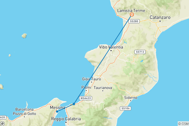 Karte von Kalabriens Highlights erwandern (8 Tage)