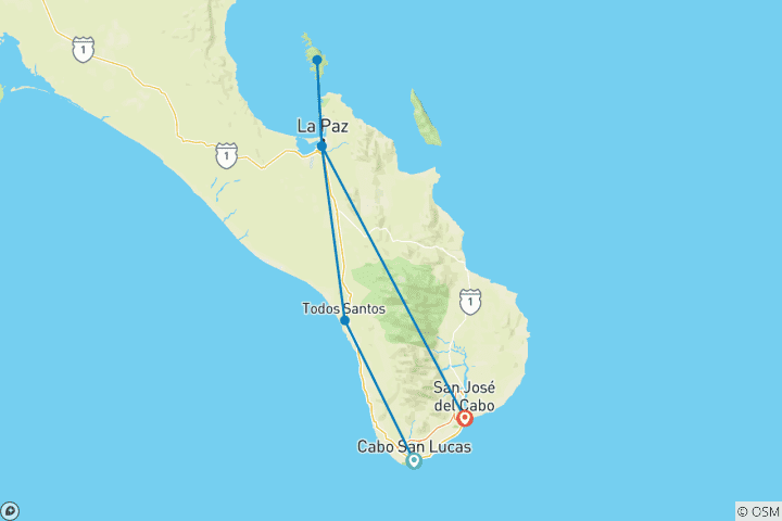 Map of Mexico's Baja Peninsula: Hike, Bike & Kayak