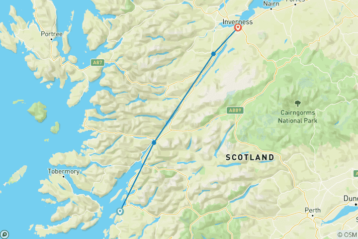 Map of Caledonia WayOban to Inverness 7 Days